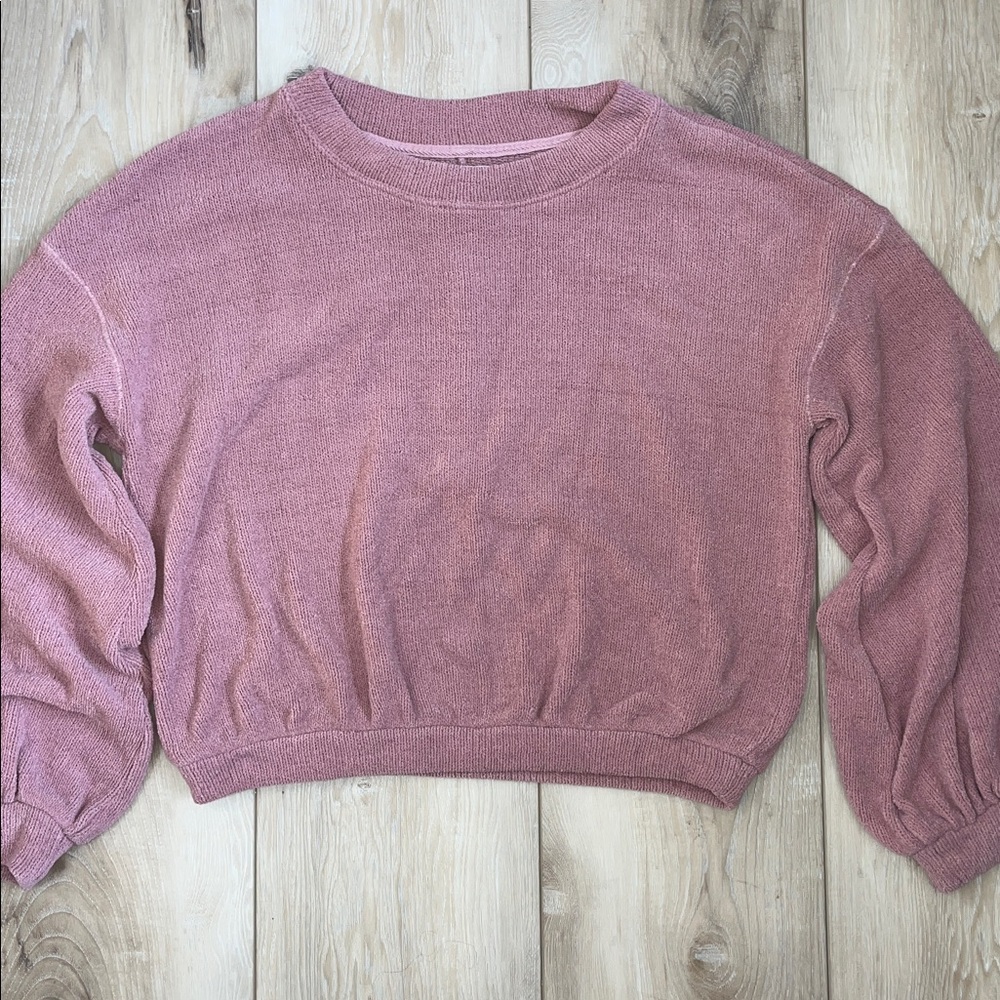 Free People Beach Happy Pullover Chenille Sweater Roan Rouge Size Medium - Picture 3 of 8